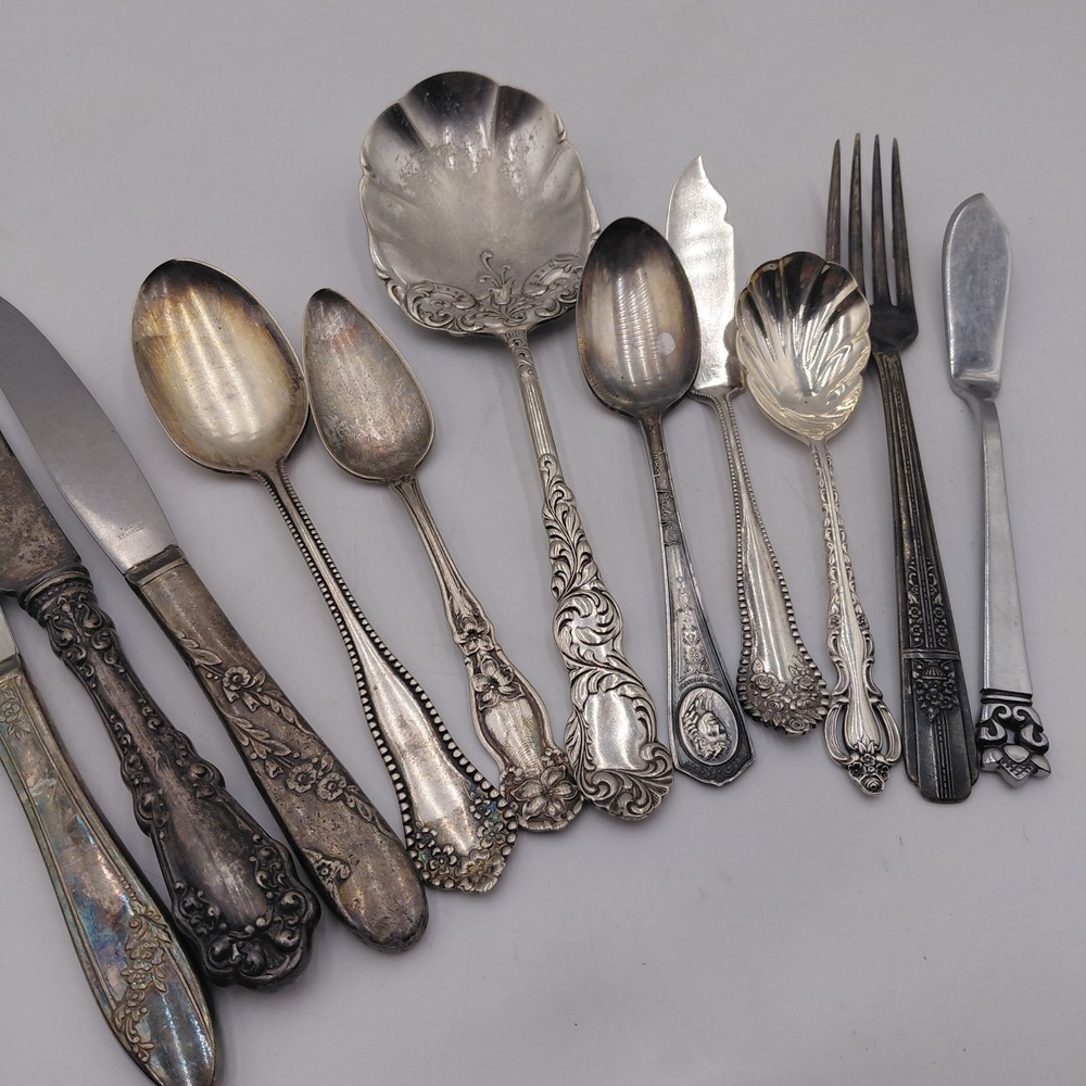 Vtg Flatware Mixed Lot 11 Ornate Fancy Patterns Silverware Jewelry Art Geometric